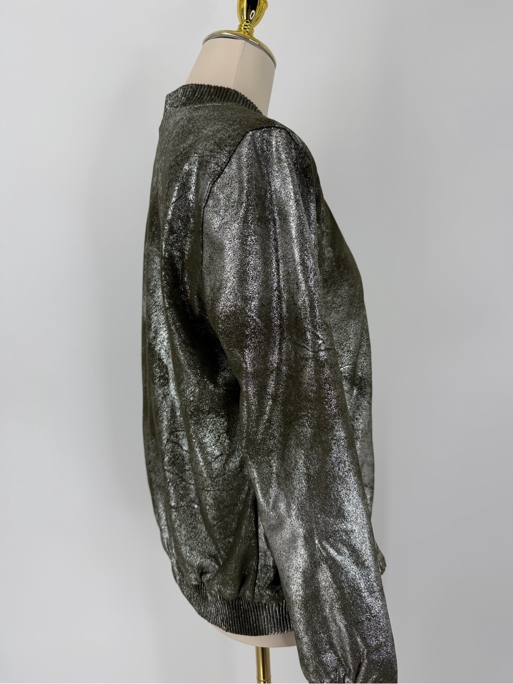 Zara, Olive/Metallic Bomber Jacket, Size XS - Picture 13 of 15